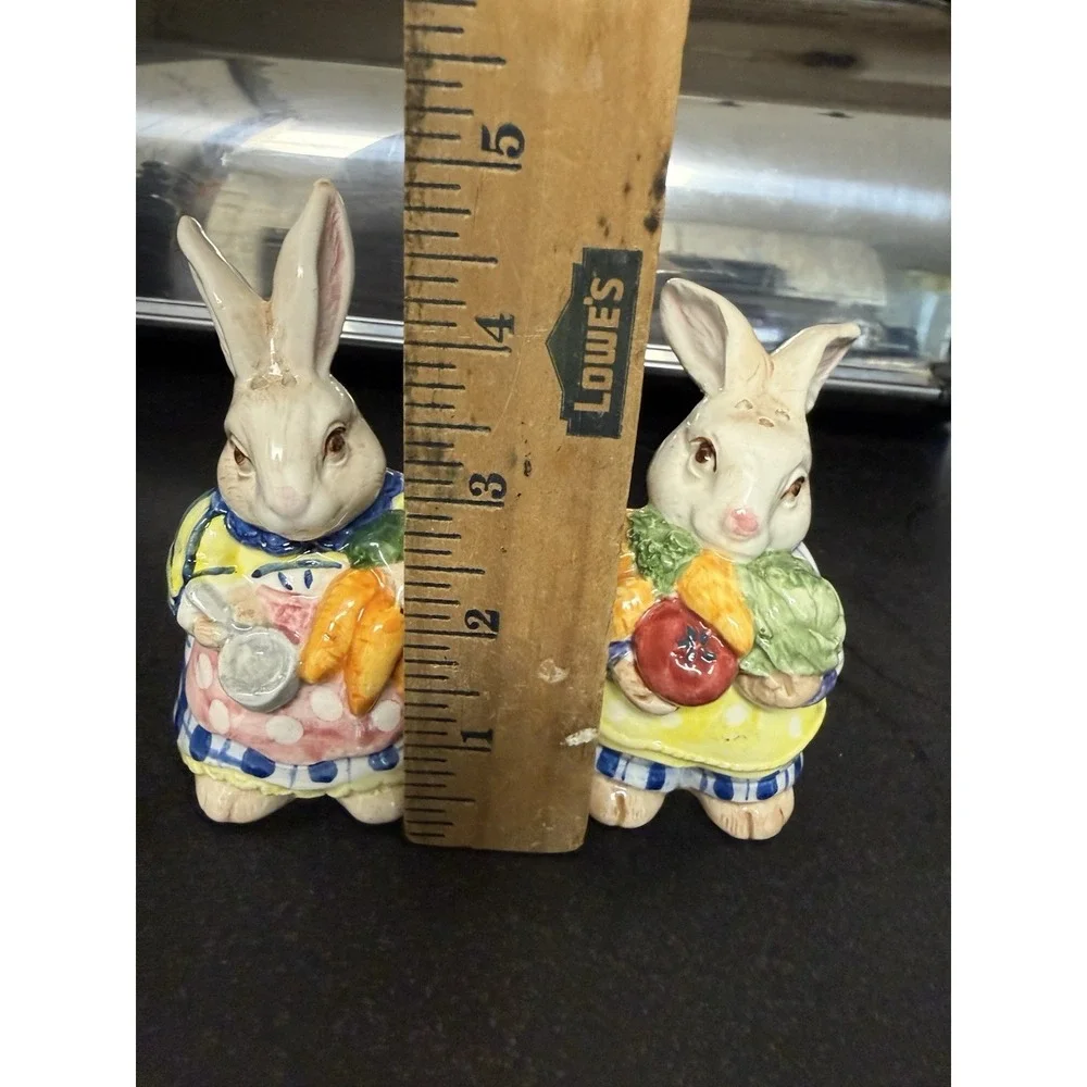 VTG Fitz & Floyd Kitchen Kousins Salt & Pepper Shakers Bakin Bunnies 1993 EASTER